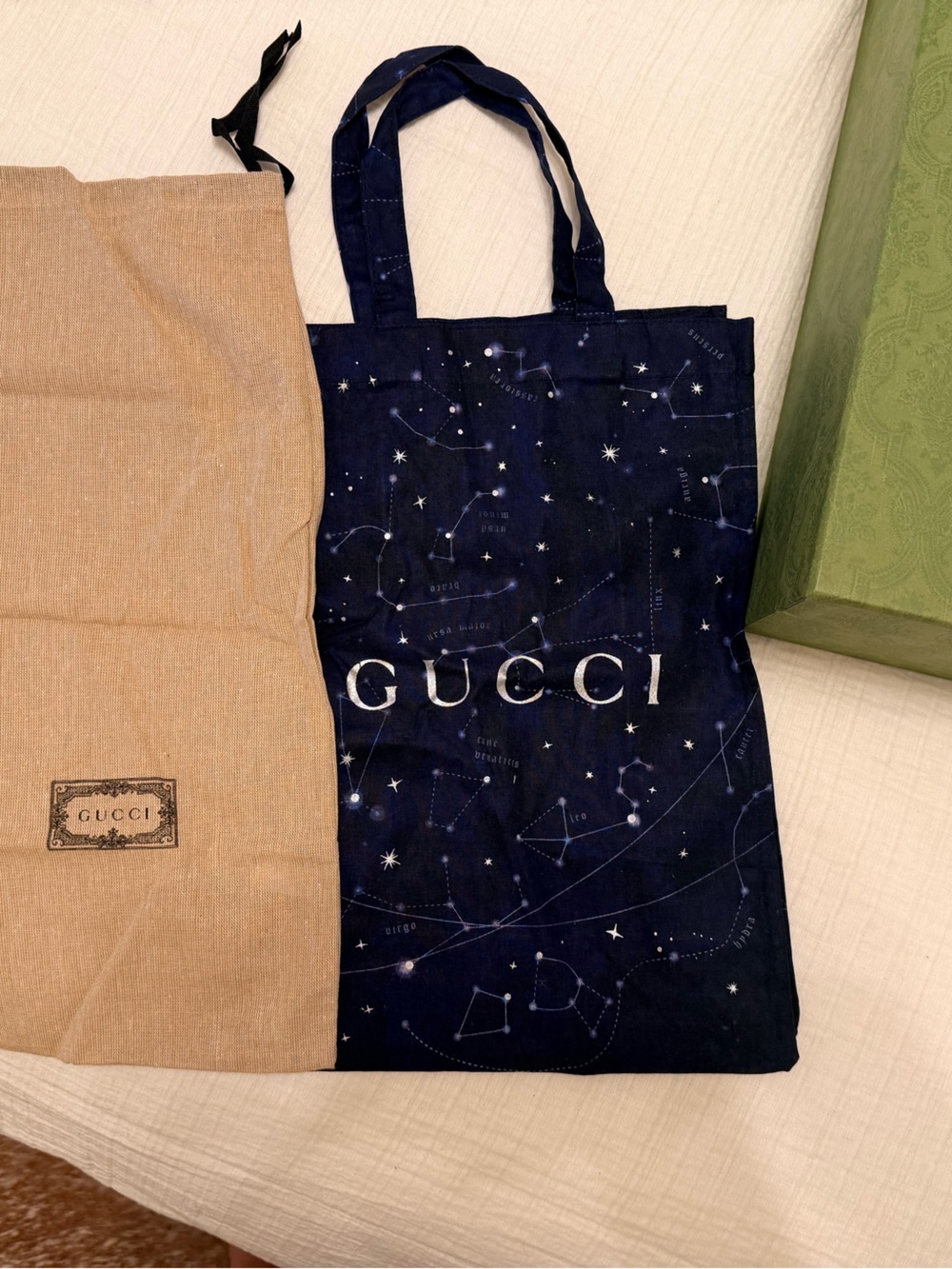 Gucci Navy Tote & Drawstring Bag